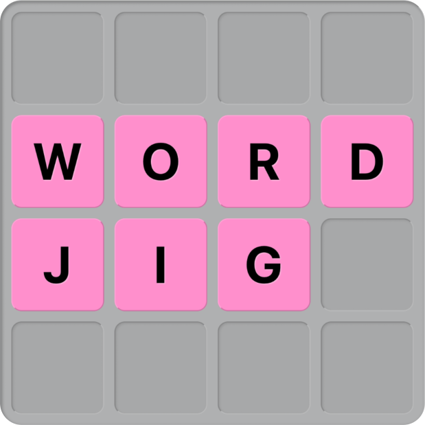 Image of a game board containing the words Word and Jig